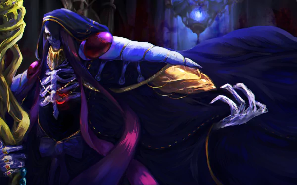Ainz Ooal Gown from the anime Overlord stands in a mystical setting, featuring rich colors and intricate details, making it an engaging HD wallpaper and background.
