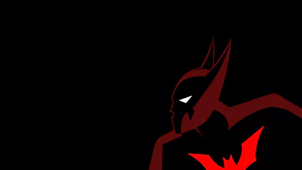 HD PC desktop wallpaper featuring a stylized silhouette of Batman Beyond from the TV show, set against a black background with red and white accents.