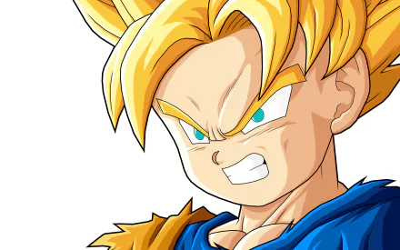 HD wallpaper featuring Goten from Dragon Ball Z in Super Saiyan 2 form, showcasing his intense expression and iconic spiky blond hair.