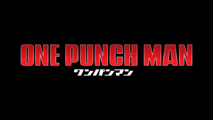 HD desktop wallpaper featuring the bold red and white text ONE PUNCH MAN in English and Japanese on a black background.
