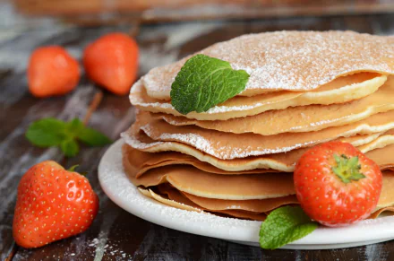 mint strawberry food crêpe HD Desktop Wallpaper | Background Image