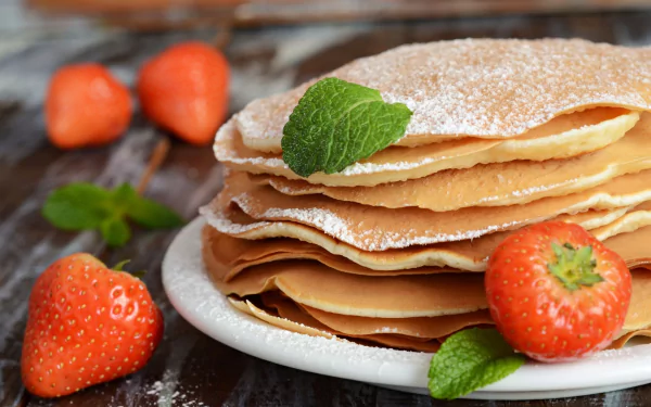 mint strawberry food crêpe HD Desktop Wallpaper | Background Image