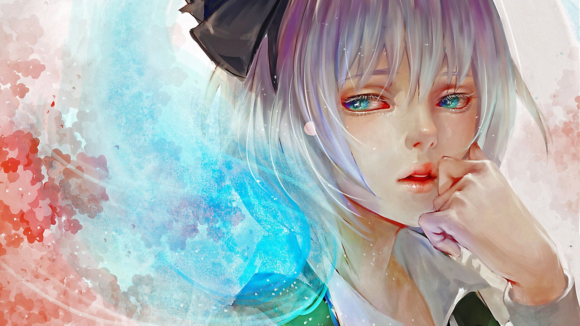 HD anime desktop wallpaper featuring Youmu Konpaku from Touhou, showcasing detailed, vibrant art with soft colors and expressive eyes.