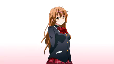 Shinka Nibutani from Love, Chunibyo & Other Delusions stands confidently in her school uniform against a soft gradient background in this HD anime desktop wallpaper.