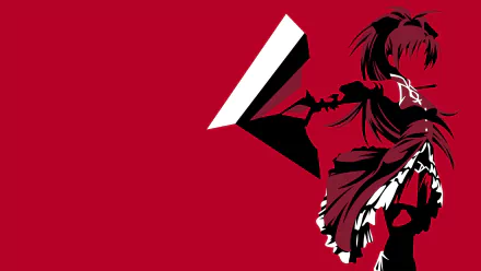 HD PC desktop wallpaper featuring Kyōko Sakura from the anime Puella Magi Madoka Magica in a dynamic red and black minimalist design.
