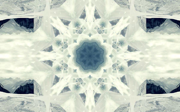 Icy blue mandala abstract artwork with intricate geometric starburst — artistic 2K Quad HD PC desktop wallpaper and background