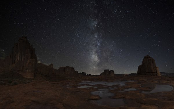 Sci Fi Milky Way Stars Night Nature Desert Landscape HD Wallpaper | Background Image