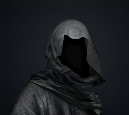 A dark and creepy HD desktop wallpaper featuring a cloaked figure with a faceless hood, set against a deep black background, creating an eerie atmosphere.
