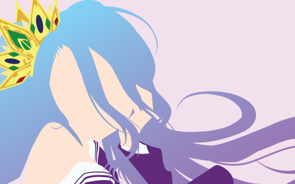Anime No Game No Life Shiro Minimalist Blue Hair Crown HD Wallpaper | Background Image