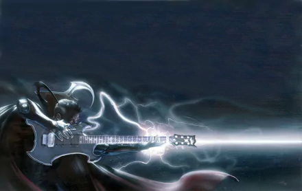 HD wallpaper of Doctor Strange from a comic, depicting him wielding a glowing guitar against a dark backdrop.