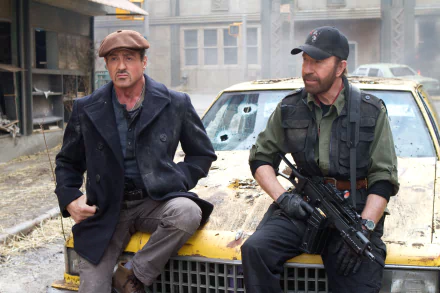 Booker (The Expendables) Chuck Norris Sylvester Stallone Barney Ross movie The Expendables 2 HD Desktop Wallpaper | Background Image
