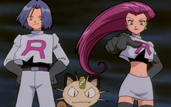 Meowth (Pokémon) James (Pokémon) Jessie (Pokémon) Team Rocket Anime Pokémon: The Movie 2000 HD Desktop Wallpaper | Background Image