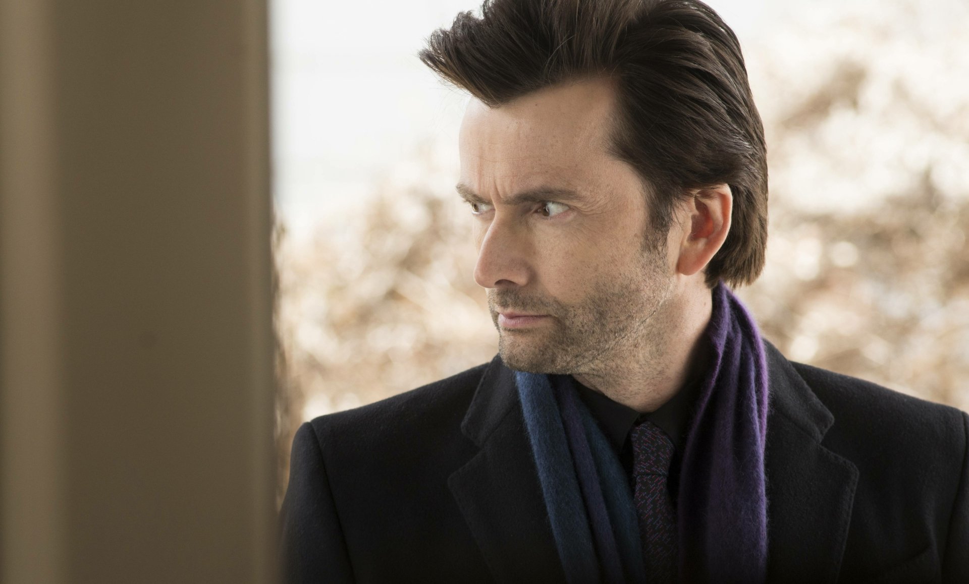 David Tennant as the Purple Man from the TV show Jessica Jones, featured in a 4K Ultra HD PC desktop wallpaper background.