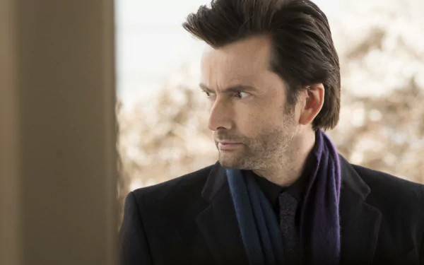 David Tennant as the Purple Man from the TV show Jessica Jones, featured in a 4K Ultra HD PC desktop wallpaper background.