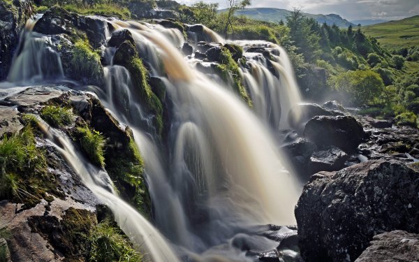 Earth Waterfall Waterfalls Nature Landscape Scotland HD Wallpaper | Background Image