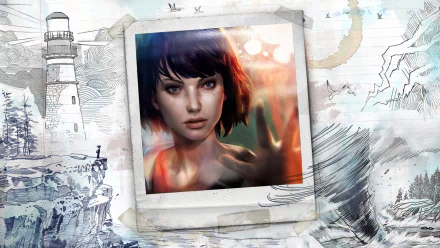 HD wallpaper featuring Max Caulfield from the video game Life Is Strange, showcasing her contemplative expression against a vivid, artistic background.