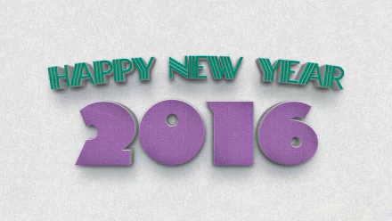 HD PC desktop wallpaper: textured white background with green 3D HAPPY NEW YEAR text above bold purple 3D 2016 — New Year holiday wallpaper.