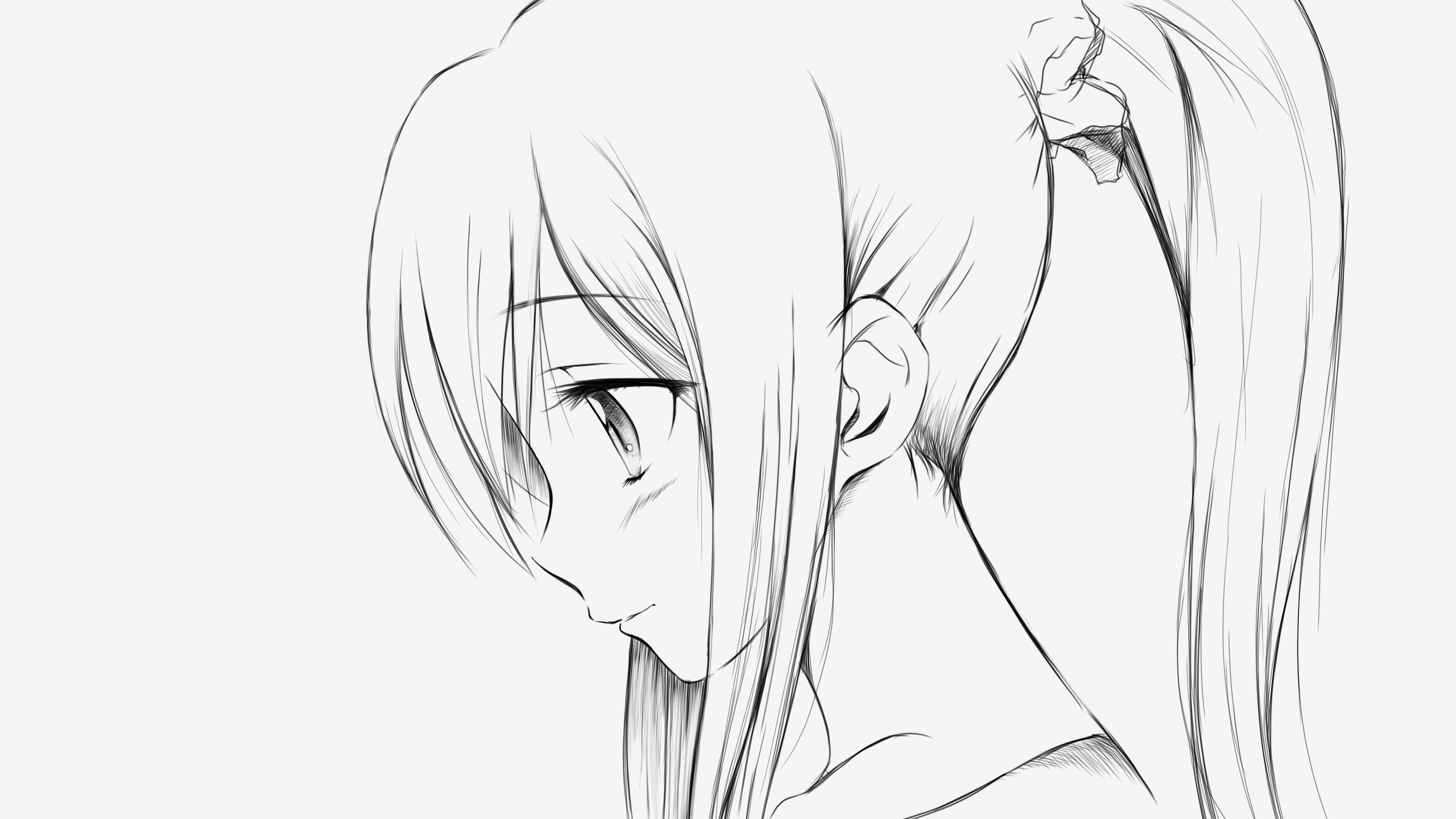 anime girl ponytail drawing