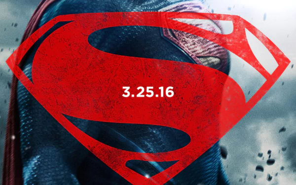 HD wallpaper featuring the iconic Superman logo from the movie *Batman V Superman: Dawn of Justice*, marked with the release date 3.25.16, set against a dynamic background.