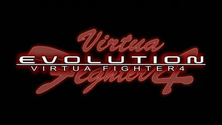 HD PC desktop wallpaper showing a red neon Virtua Fighter 4: Evolution logo on a black background, video game title branding.
