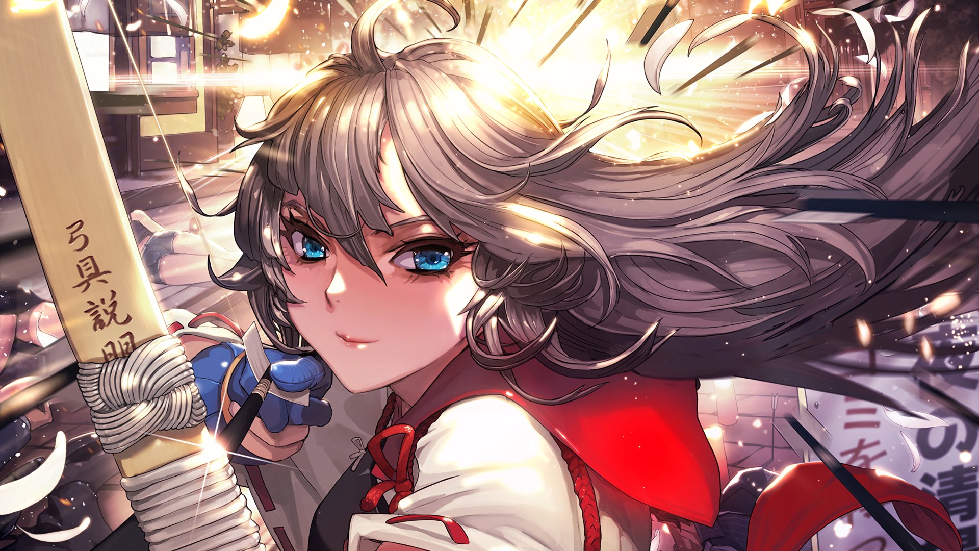Anime-inspired HD wallpaper featuring a character with flowing hair and striking blue eyes, exuding confidence and energy against a vibrant, dynamic background.