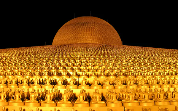 buddhism gold Bangkok buddha Thailand buddhist temple religious Wat Phra Dhammakaya HD Desktop Wallpaper | Background Image