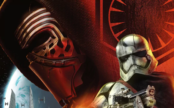 A dynamic HD wallpaper featuring Captain Phasma and Kylo Ren from Star Wars Episode VII: The Force Awakens, showcasing their iconic armor against a dramatic backdrop.