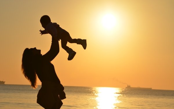 Photography People Silhouette Child Love Sunset HD Wallpaper | Background Image