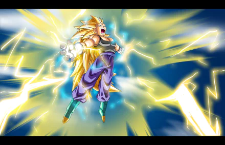 A dynamic HD wallpaper featuring Vegeta from Dragon Ball Z, showcasing the character amidst vibrant lightning effects, capturing his intense and powerful energy.