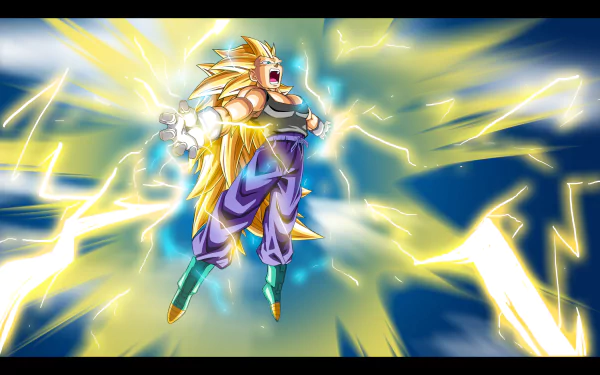 A dynamic HD wallpaper featuring Vegeta from Dragon Ball Z, showcasing the character amidst vibrant lightning effects, capturing his intense and powerful energy.