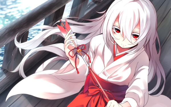 Anime Original Long Hair Japanese Clothes Arrow White Hair HD Wallpaper | Background Image
