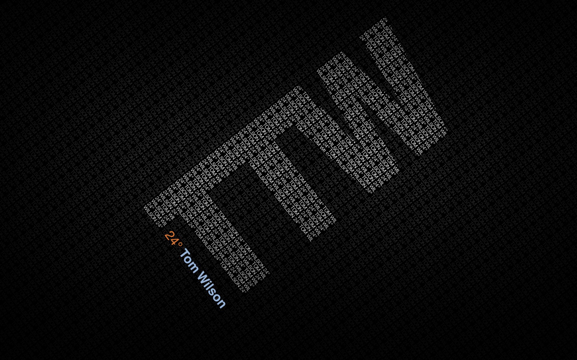 Misc, unknown HD PC desktop wallpaper: dark textured background with large diagonal block letters made of tiny repeating text and a small colored label near the lower-left.