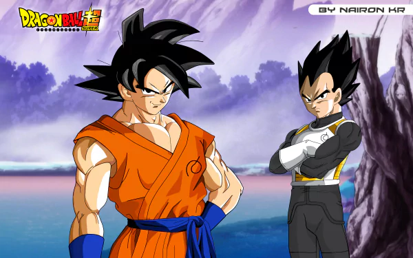 HD wallpaper featuring Goku and Vegeta from Dragon Ball Super, set against a vibrant background, capturing the essence of these iconic anime characters.