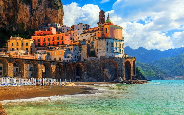Man Made Amalfi Towns Italy Coast Village House Ocean Landscape HD Wallpaper | Background Image