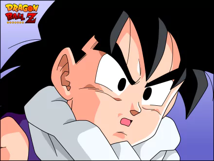 Gohan from Dragon Ball Z is depicted with a determined expression, showcasing his iconic hairstyle. This HD image serves as an engaging anime-themed desktop wallpaper.