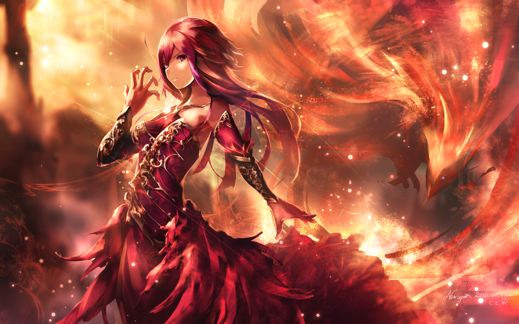 Fiery Phoenix Anime HD Wallpaper by c.c.R