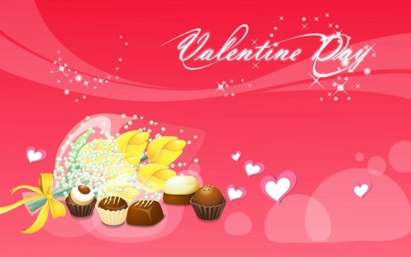 Holiday Valentine's Day Love Heart Chocolate Tulip HD Wallpaper | Background Image