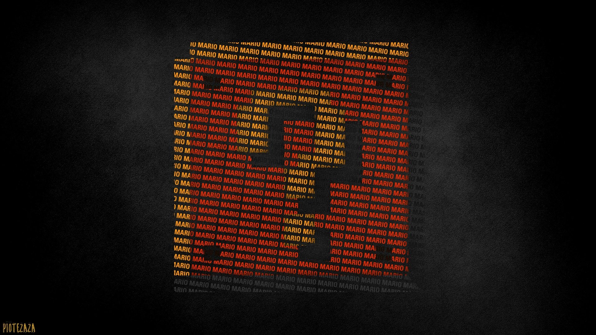 HD desktop wallpaper featuring a Super Mario Bros. theme with a stylized pixelated Mario silhouette on a black background.