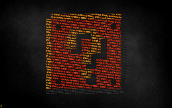 HD desktop wallpaper featuring a Super Mario Bros. theme with a stylized pixelated Mario silhouette on a black background.