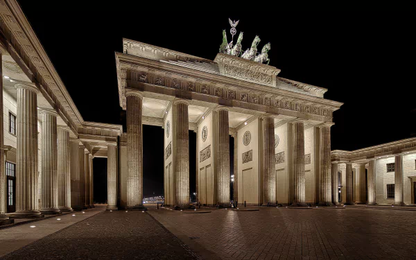 Berlin night monument Germany man made Brandenburg Gate HD Desktop Wallpaper | Background Image