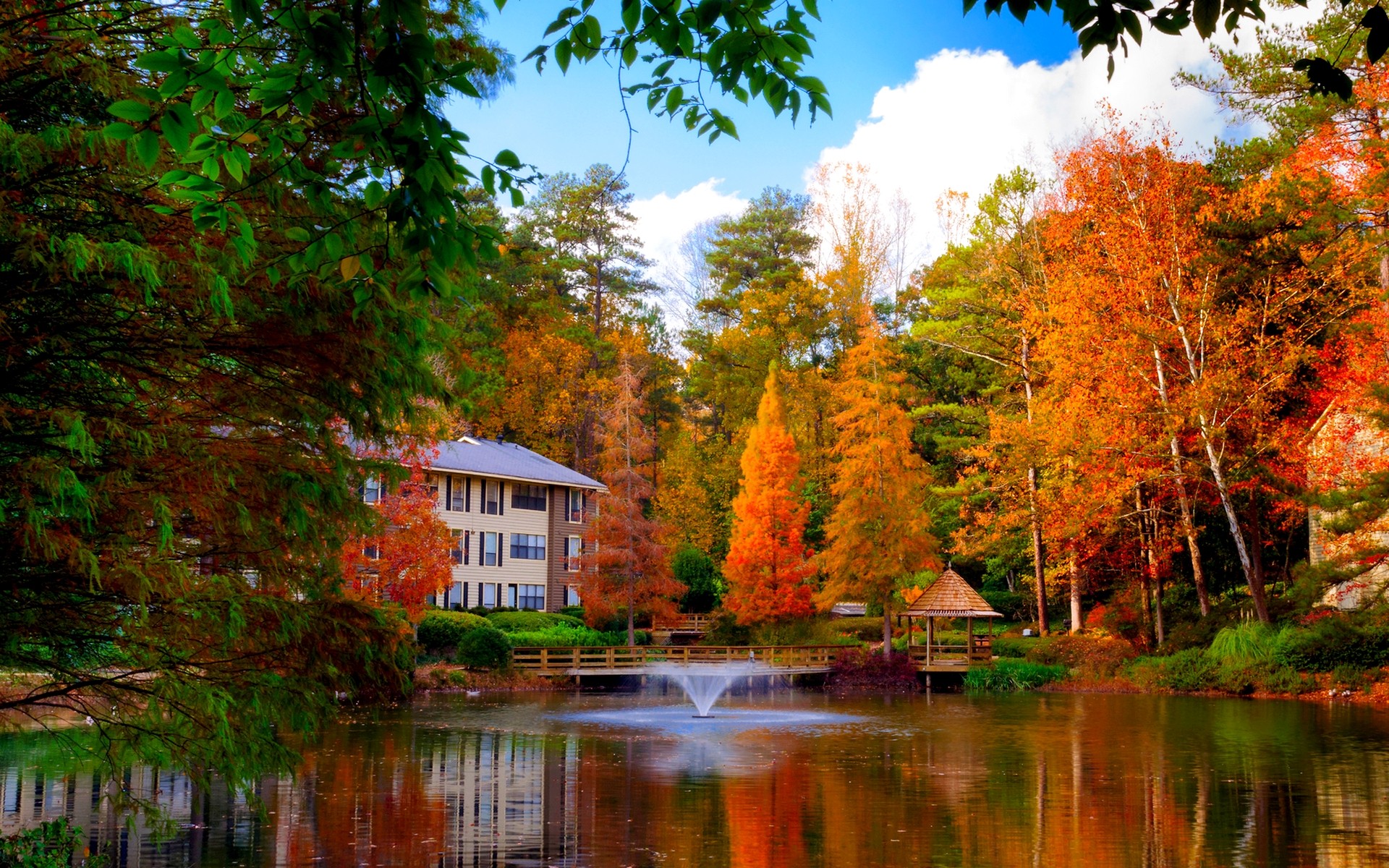 House On The Lake In Autumn Hd Wallpaper Background Image