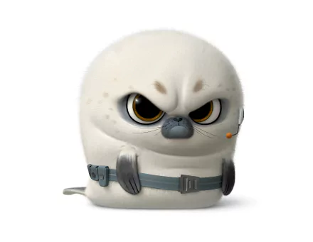 Chubby white cartoon penguin from the movie Penguins of Madagascar, glaring with big eyes and tiny flippers — 2K Quad HD PC desktop wallpaper and background.