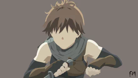 Haruhiro (Grimgar of Fantasy and Ash) anime HD PC desktop wallpaper and background: stylized, faceless Haruhiro in scarf and armguards clutching daggers against a muted backdrop.