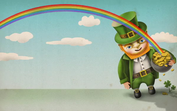 gold rainbow leprechaun holiday St. Patrick's Day HD Desktop Wallpaper | Background Image