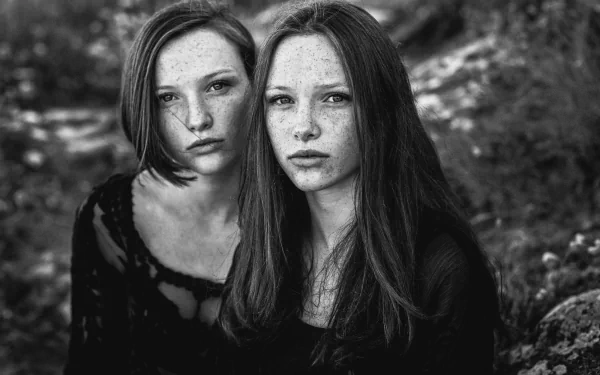 freckles Black & White woman model HD Desktop Wallpaper | Background Image