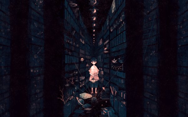 Anime Original Library Book Lantern HD Wallpaper | Background Image