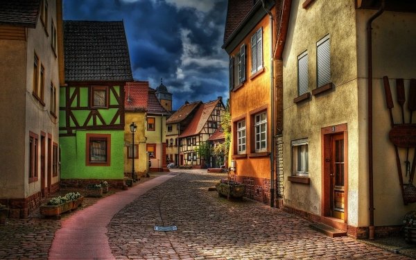 Man Made Street Europe House Architecture Village HDR HD Wallpaper | Background Image