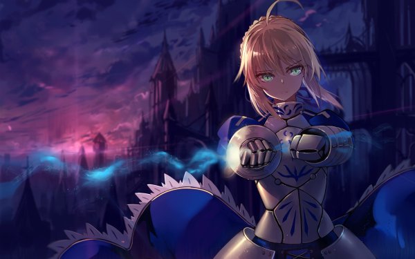 Anime Fate/Stay Night Fate Series Saber Armor Blonde Short Hair Green Eyes Woman Warrior HD Wallpaper | Background Image