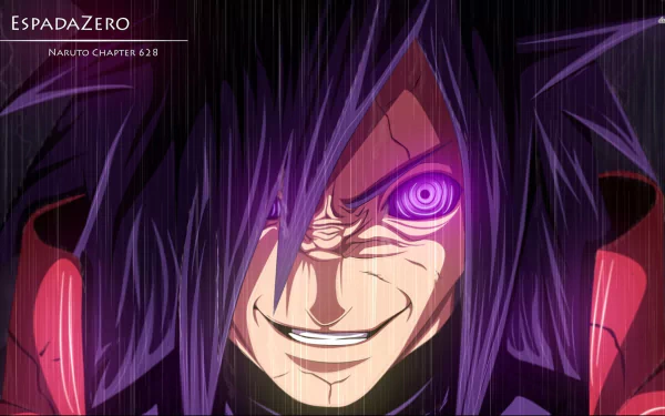 A striking HD desktop wallpaper featuring Madara Uchiha from Naruto, showcasing his Rinnegan in an intense close-up, capturing the essence of the anime's dramatic moments.