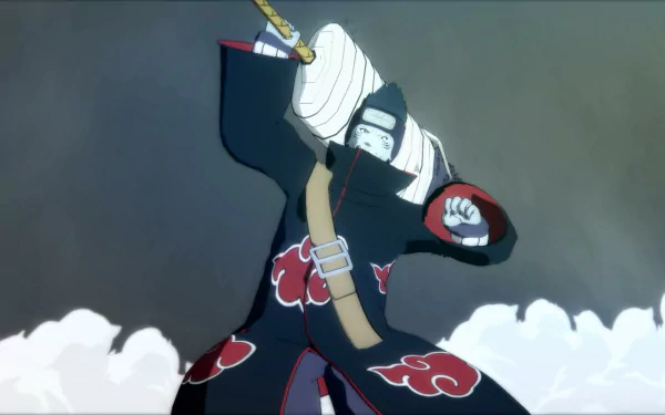Kisame Hoshigaki from Naruto Shippuden: Ultimate Ninja Storm 4 is featured, striking a dynamic pose with his signature weapon, set against a dramatic background in this HD PC wallpaper.